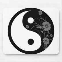 Black Floral Yin Yang Mousepad