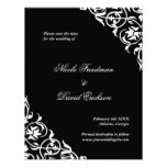 Black flourish classy scroll wedding save the date personalized invitations