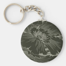 Black Flower Line Art Key Chain