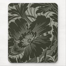 Black Flower Line Art Mouse Pad