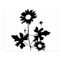 black flowers cirrus icon postcard