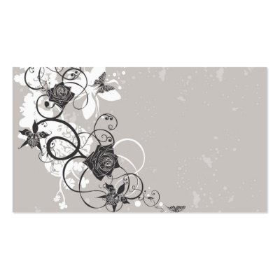Black flowers Profile Card Business Card Templates by coconutpie