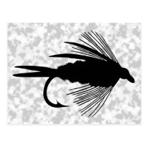 Black fly fishing lure post card