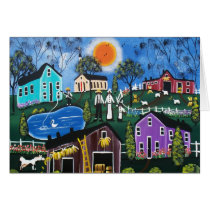 BLACK Folk Art First Day Of New Hope By Lori Greeting Cards