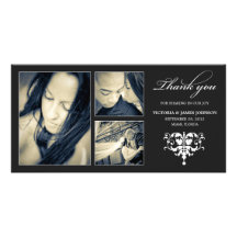 BLACK FORMAL COLLAGE | WEDDING THANK YOU CARD CUSTOMIZED PHOTO CARD