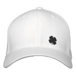 Black  Four Leaf Clover St. Patricks Day Hat Embroidered Baseball Cap