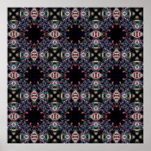 black fractal art pattern print