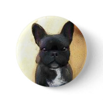 Black French Bulldog art button