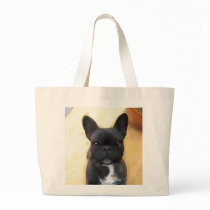 Black French Bulldog art tote bag