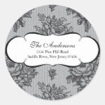 Black French Lace Address Wedding Sticker