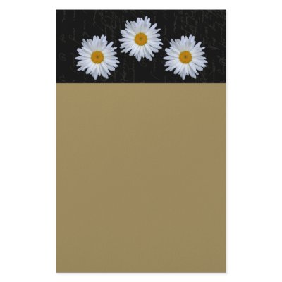 Black French Script & Daisy's- No Lines- Stationer Stationery Paper by Kanikis