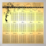 Black Funky Elegant Swirls Seating Chart Tables Print