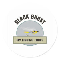 Black Ghost Fly FIshing Lure Round Stickers