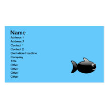 BLACK GLOSS CARTOON FISH vector rounded graphics Business Cards