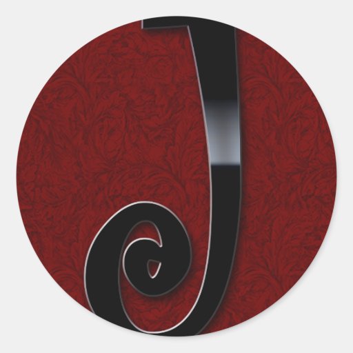 Black Gloss Monogram - J Round Sticker