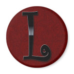 Black Gloss Monogram - L Refrigerator Magnet
