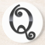 Black Gloss Monogram - Q Drink Coasters