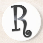 Black Gloss Monogram - R Drink Coaster