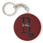 Black Gloss Monogram - R Key Chain