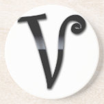Black Gloss Monogram - V Beverage Coaster