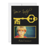 Black & Gold 21st Birthday Party Key Invitation