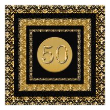 Black gold 50th birthday "any event" personalized invitation