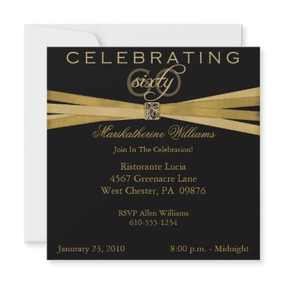 Black & Gold 60th Birthday Party Invitations by NightSweatsDiva
