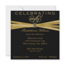 Black & Gold 60th Birthday Party Invitations