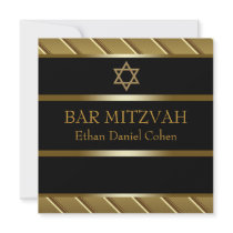 Black Gold Bar Mitzvah Invitations