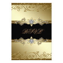Black Gold Black Tie Party RSVP Invite