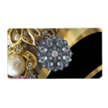 Black & gold bling labels
