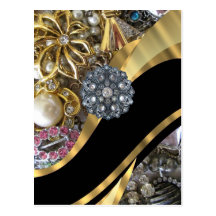 Black & gold bling postcards