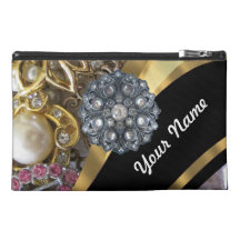Black & gold bling travel accessory bags