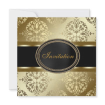 Black Gold Damask All Occasion Party Personalized Invite