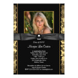 Black Gold Damask Photo Graduation Announcement