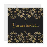 Black gold damask royal Wedding Invitations