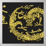 Black & Gold Fire Dragon Posters