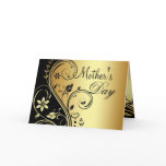 Black & Gold Floral Scroll Mothers Day Card