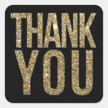 Black & Gold Glitter Thank You Wedding Sticker