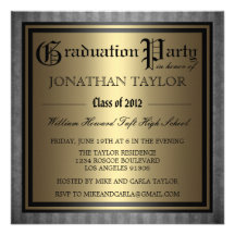 Black Gold Graduation Custom Invitations