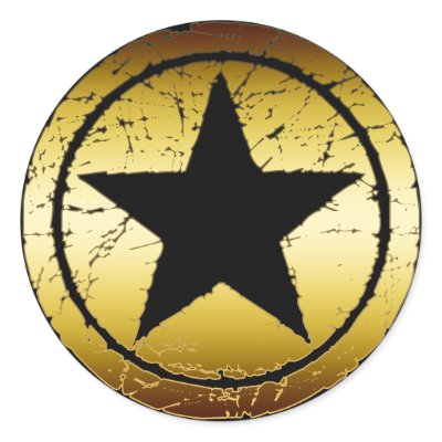 BLACK & GOLD GRUNGE STAR STICKERS by dgpaulart