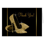 Black Gold High Heel Shoes Thank You Cards