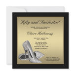 Black Gold High Heels Womans 50th Brithday invitations