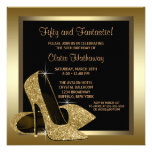 Black Gold High Heels Womans 50th Brithday Personalized Announcement