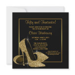 Black Gold High Heels Womans Brithday Party invitations