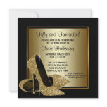 Black Gold High Heels Womans Brithday Party Announcement
