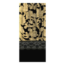 Black & gold lace damask customized rack card