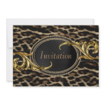 Black Gold Leopard Party Custom Invitation
