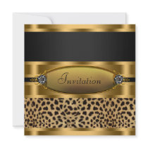 Black Gold Leopard Party Invitation