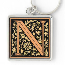 Black & Gold Letter 'N' - Keychain